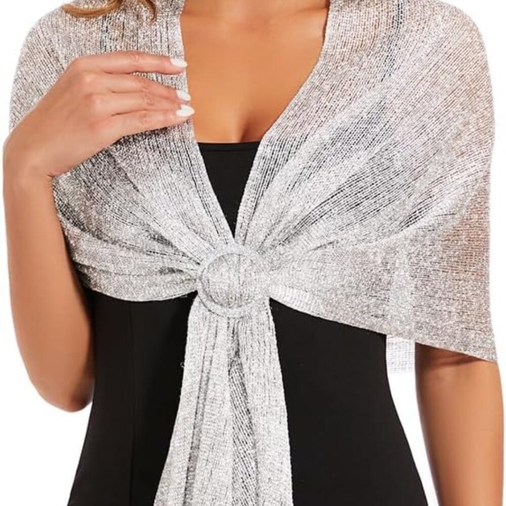 Sparkling Metallic Shawls and Wraps with Buckle,for Evening Dresses Party Weddin